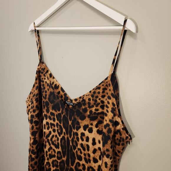 Nasty Gal Satin Slip Dress Cheetah Animal Print Fierce Sultry Glam - Size 22 - Picture 3 of 8